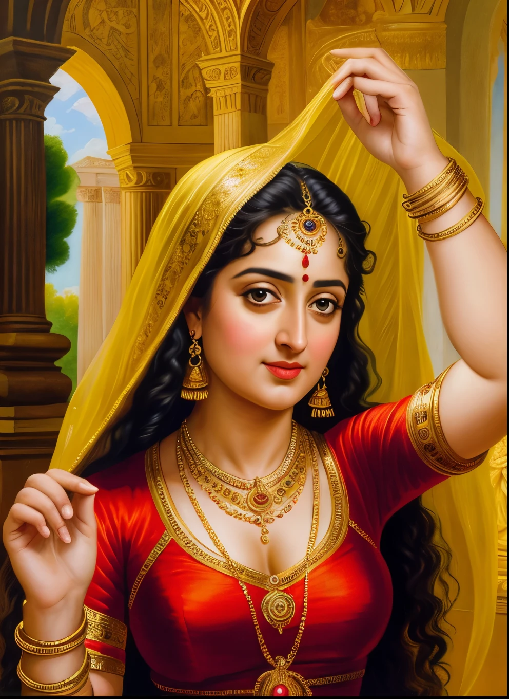 Looks like Anushka Shetty, Masterpiece, Best quality, high clarity eyes, beautifully styled hair, critically flawless,sharp picture, Full portrait, High pixels, perfect face, perfect eyes, beautiful face, perfect hands,perfect fingers, in Peter Paul Rubens style, by Peter Paul Rubens, baroque style, acrylic on canvas, highly detailed, description: "Create a nymph inspired by the tales of Greek or Roman mythology, embodying the essence of a natural element or location, and possessing a unique ability or trait that sets her apart."