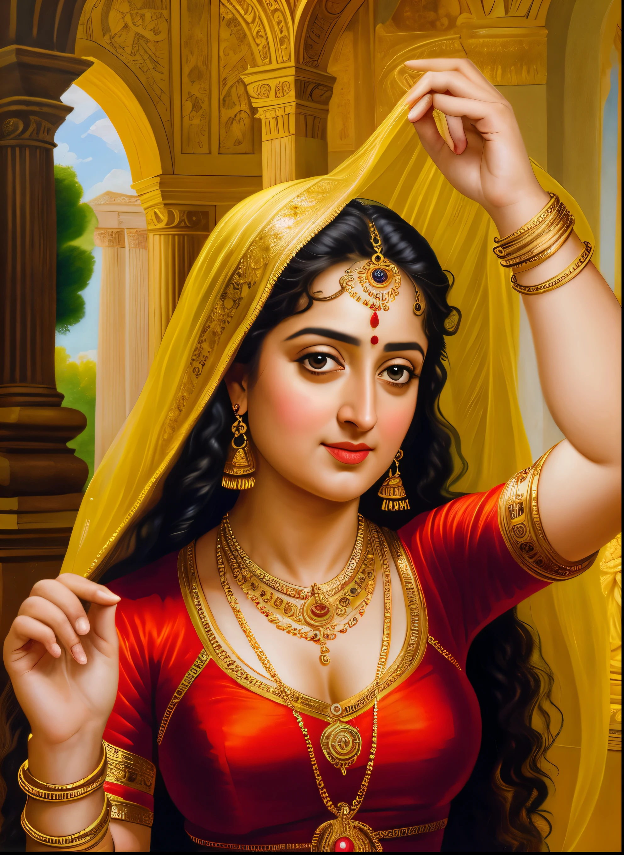 Looks like Anushka Shetty, Masterpiece, Best quality, high clarity eyes, beautifully styled hair, critically flawless,sharp picture, Full portrait, High pixels, perfect face, perfect eyes, beautiful face, perfect hands,perfect fingers, in Peter Paul Rubens style, by Peter Paul Rubens, baroque style, acrylic on canvas, highly detailed, description: "Create a nymph inspired by the tales of Greek or Roman mythology, embodying the essence of a natural element or location, and possessing a unique ability or trait that sets her apart."