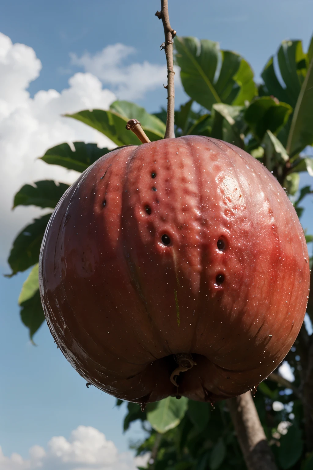 a fruit poses on a nuage