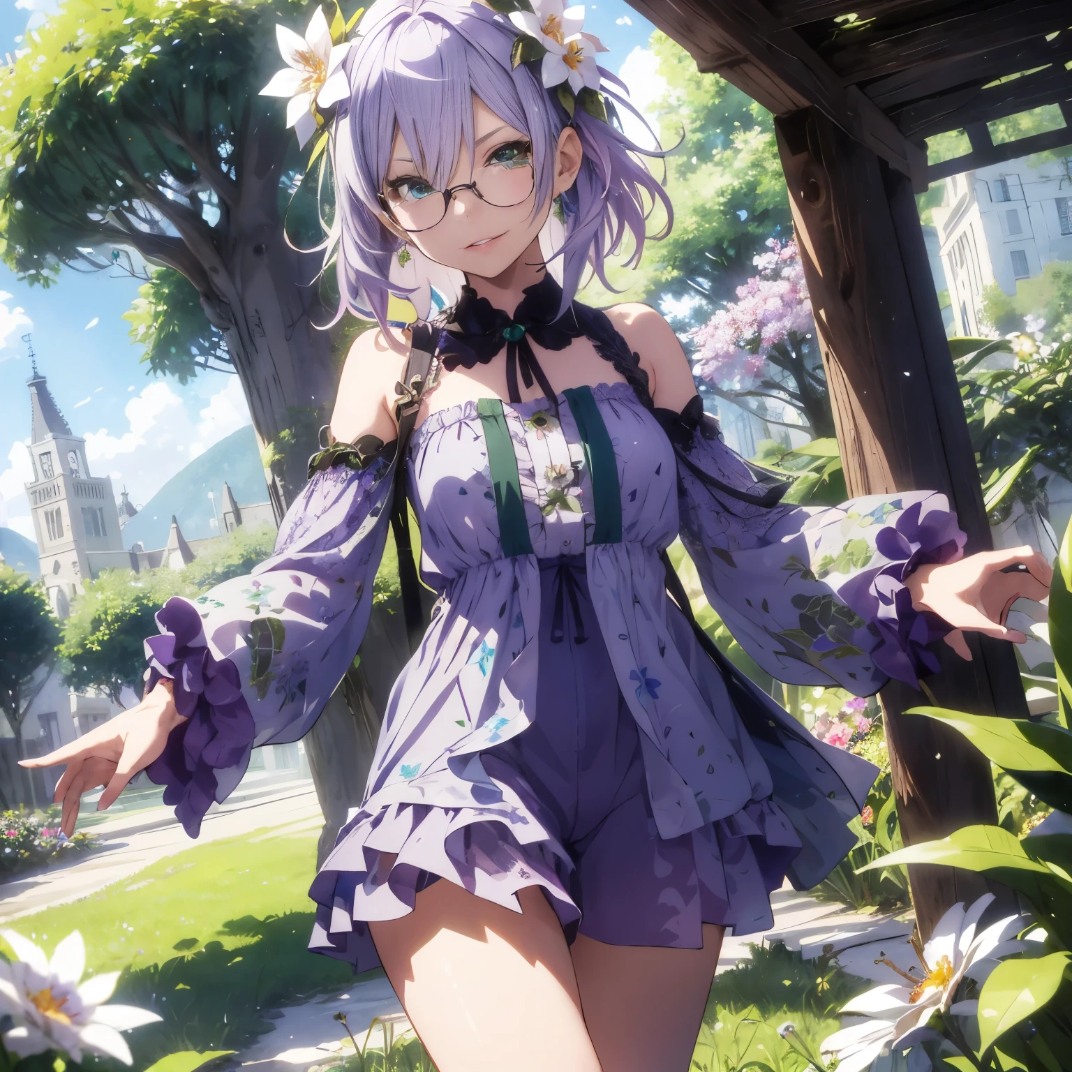 Ultra-detailed,、Extremely detailed、Light purple hair、green colored eyes、eye glass、absurderes、hight resolution、Ultra-detailed細、(1girl in:1.3)、
Romper
、kaleidoscopic imagery、Symmetrical pattern、Vibrant geometric design、optical 、ダイナミックコンポジション
Romper
、pantomime art、silent storytelling、visual narratives、遊ぶ
Romper
、Blooming flowers, the scent of colorful petals、nature's bounty、vibrant gardens、idyllic scenery