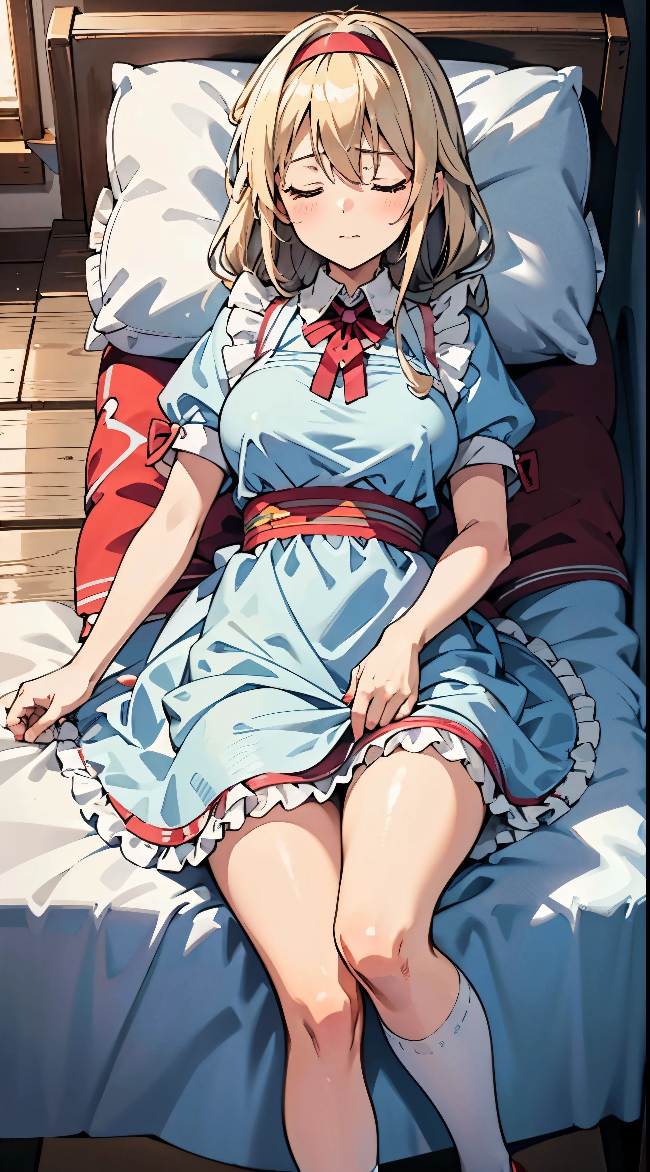 ((((jumpping)Look away and peek masterpiece, ((Luminous Eyes)), top-quality, detailed Underwear pattern, ultra-detailliert, (extremely delicate and beautiful work), ((masuter piece)), (Best Quality),(Having :1.3) ,, (Spread legs) ,(((Wearing marching band costume ))),short wavy hair,lying down on the bed 、spreads her legs,focus on her thighs, Front of view,in girlish cute interior room,many cute goods on the bed,((( Being held down by multiple hands ))) ,vaginal sex