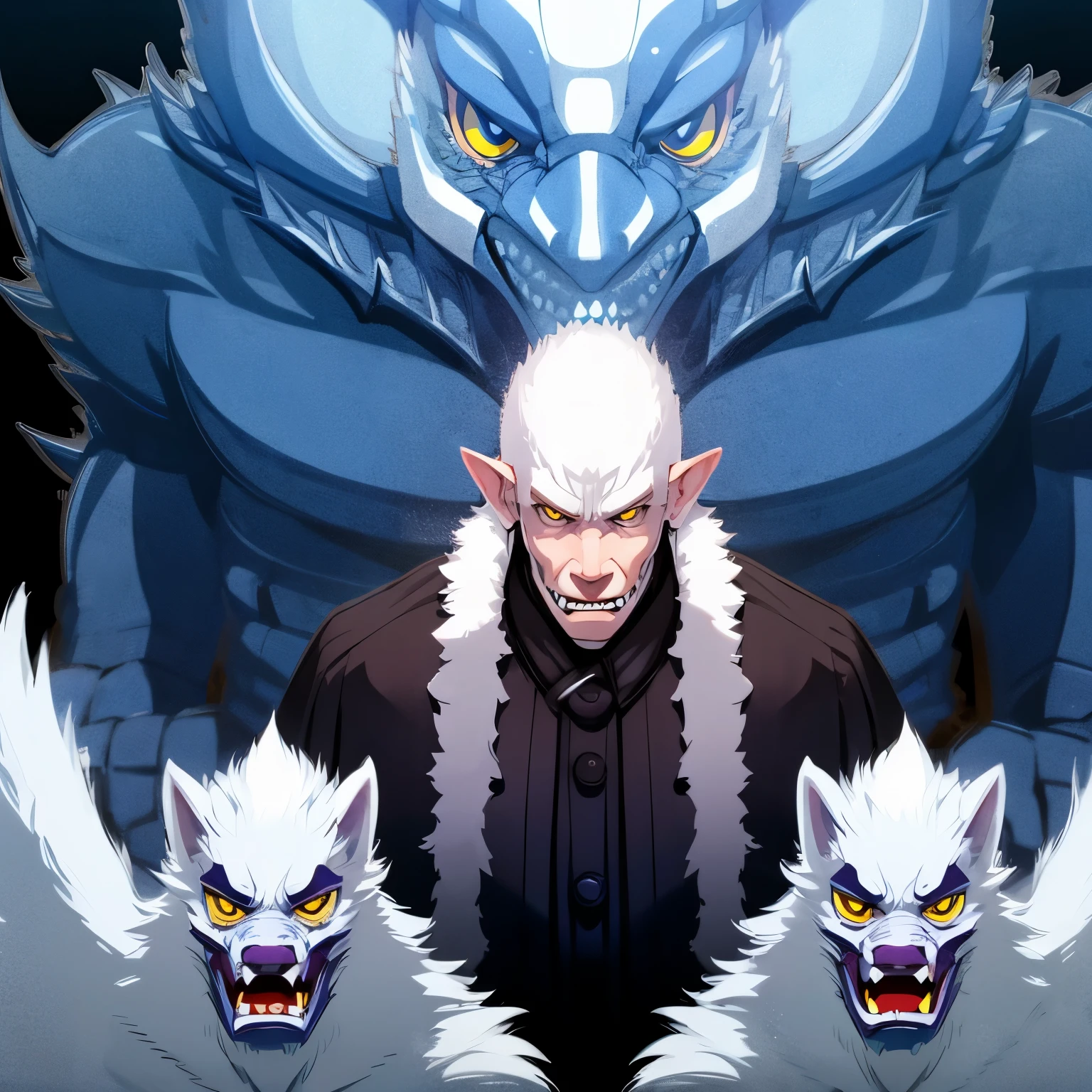 2 white wolf orcs,,of expressions,in each other。