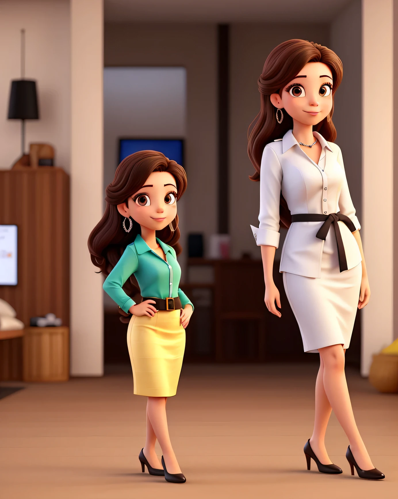 Aurora Arruda, A young and successful Brazilian businesswoman. She's a young woman, por volta de seus 28 anos, de pele branca, cabelos lisos, long and brown that reach to the waist, com vestido de gala para festa de gala.