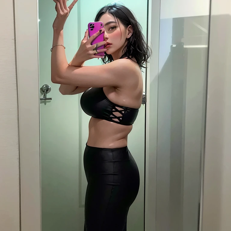 there is a woman taking a selfie in a mirror, Foto en forma, Imagen de perfil, 3 6 years old, 3 2 years old, photo from the back, 3 0 years old woman, 30-year-old woman, Recorte de medio cuerpo, 38 years old, fit curvy physique, Tiro de cuerpo medio, 2 3 years old, 2 8 years old, Forma tonificada