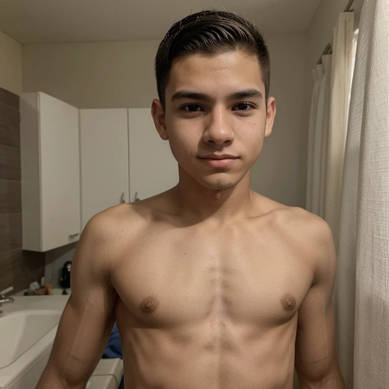 menino adolescente de 16 anos, menino jovem, cabelo estilo americano ,fortinho, pelo nas axilas,tanquinho, pelado, Fully visible body, pelado sem roupa