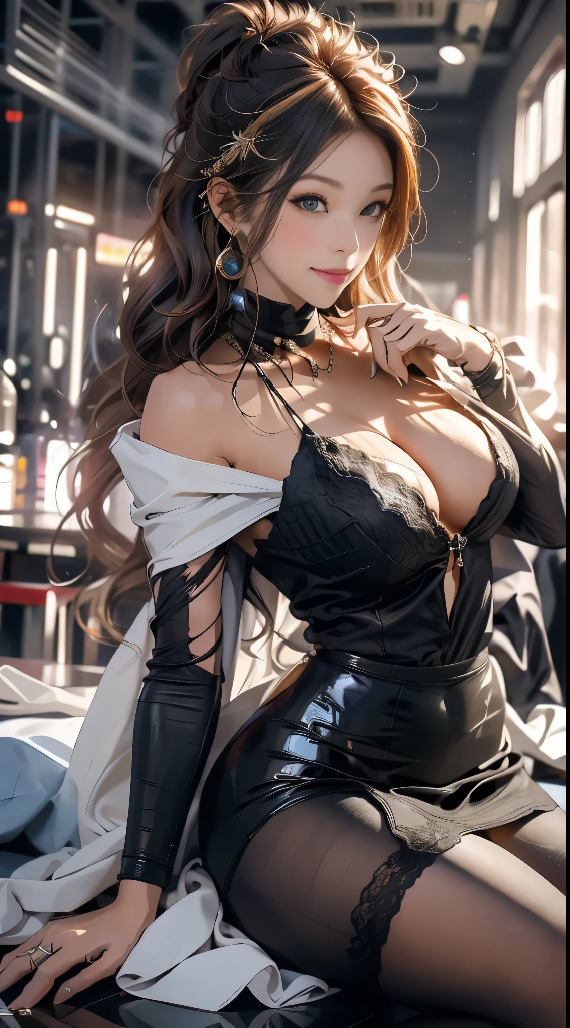 （quality，4K，Best Masterpiece，：1.3），big breasts beautiful，hyper realisitc，1 20 year old female），（Attractive slim figure））），Toned waist，Amber hair，（wetbody：1.1，wetbody：1.2），Thin face，fine lipine Eye，二重まぶた，sexy low neck gown，Big emphasiig cuvy hips，open chin，，Fresh, full and cute smile，Open your mouth to reveal your white teeth， ， spiky， side pose， visible curves， Party floor， Dance Floor， party sofa， Lie down with friends， Light-colored robes