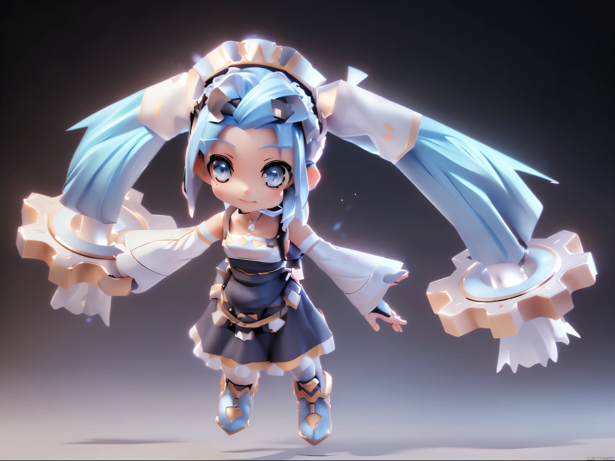 (Dynamic Angle:1.4), ((Full body posing:1.5),Twin-tailed,2. 5 d cgi anime fantasy artwork, Official Character Art, cushart krenz key art feminine, shadowverse character concept, 3 d render official art, anime goddess, jrpg character art, render of a cute 3d anime girl