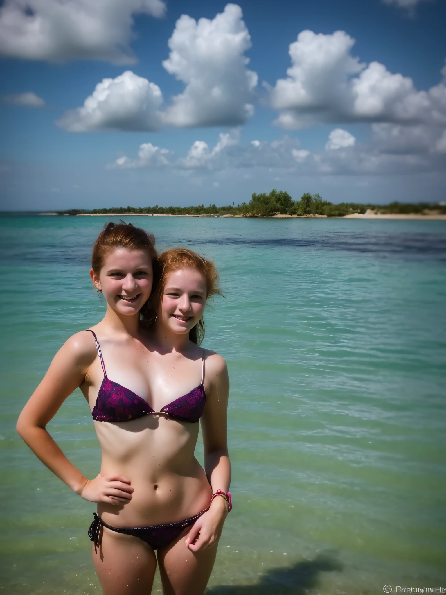 2heads, two headed girl, (a 16 year old girl and a 14 year old girl:1.5), (a redhead and a brunette:1.2)