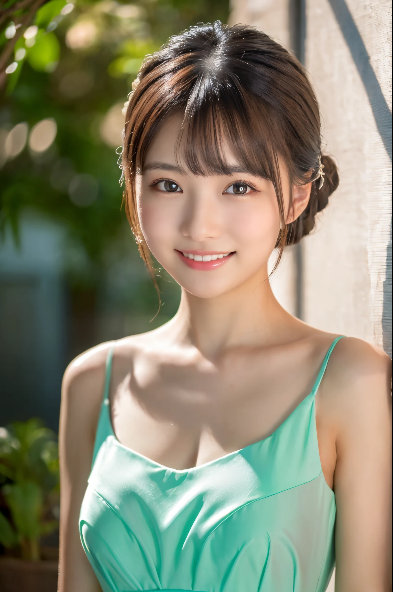 (1 Japan Female)、(((Full body photo))),((Erotic look)),(((Full-body photos:1.2))),top-quality, ​masterpiece, ,The ultra -The high-definition,(((Portrait photos)))、(((cute smile face))), (photorealisim: 1.4),(((A smile))),(((gazing at viewer))),(((Colossal tits))),(((taut breasts))) ,Black hair, (((String bikini with colorful fruit pattern))),((poneyTail,)) F/1.8, Raw photography, Beauty Japan, A hyper-realistic、Beautiful Japan Woman、Highly detailed face, Highly detailed eyes, 二重まぶた, highly detailedskin, extremely detailed fingers, highly detailed nose, highly detail mouth, Perfect Anatomy, Vivid and highly detailed textures