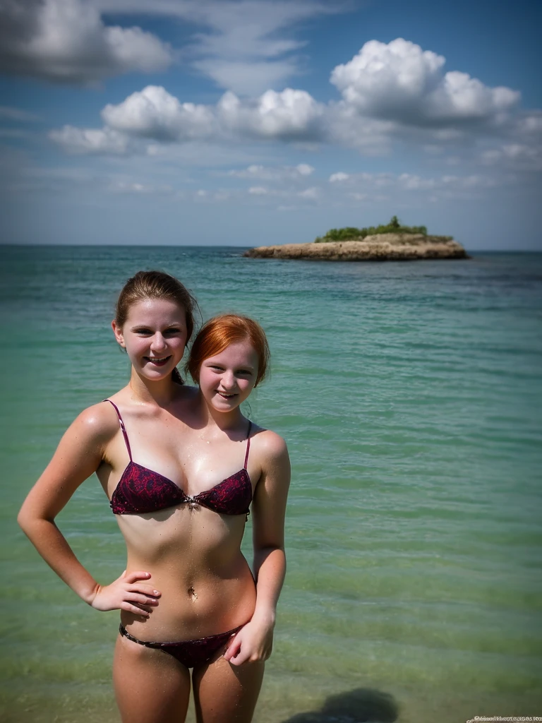 2heads, two headed girl, (a 16 year old girl and a 14 year old girl:1.5), (a redhead and a brunette:1.2)