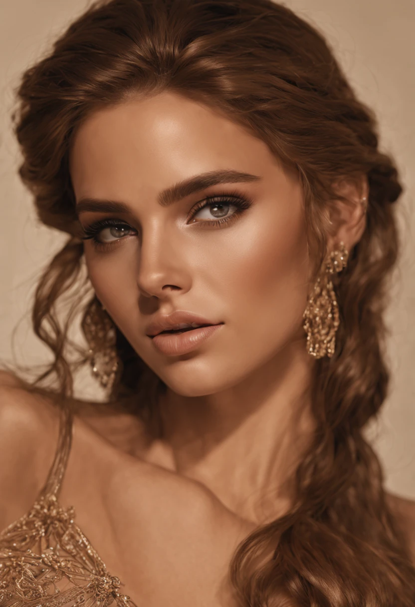 Ultra detailed of copper-brown outline adorning, intricately on a body beautiful Alexandra perfect face and body ,A thin cloth wrapped around upper body, clear lighting ,photorealistic