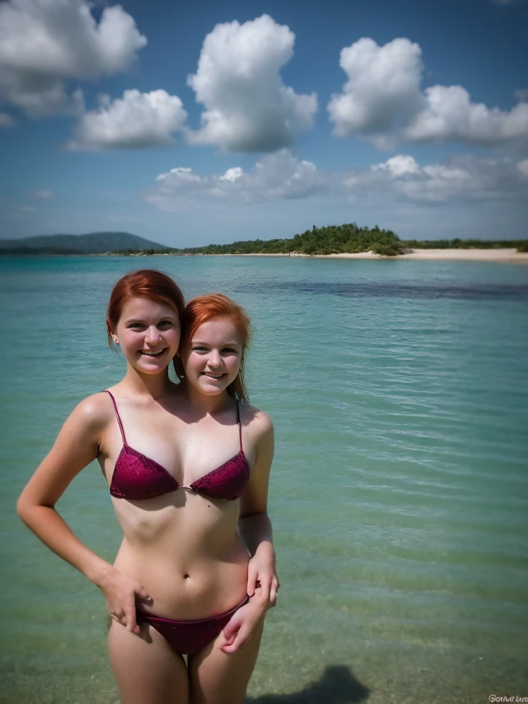 2heads, two headed girl, (a 16 year old girl and a 10 year old girl:1.5), (a redhead and a brunette:1.2)