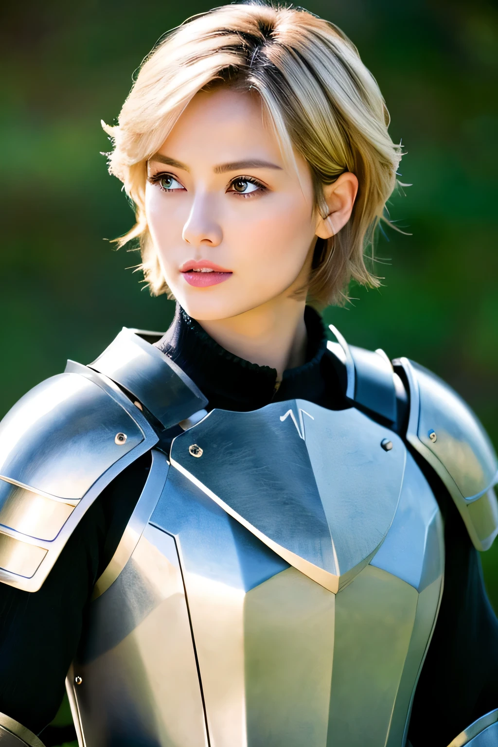 (top-quality,8K,masterpiece),
Shot from the waist up,
Niō Standing,has a fine sword,Luxurious decoration,
Very beautiful Caucasian woman,Very beautiful face,face perfect,A detailed face,30-years old,(A detailed eye,Detailed lips,lipgloss),
so short hair,a pixie cut_boyish,a blond,
全身Wearing armor( (armor:1.2),とても精密なarmor,
Old castle,