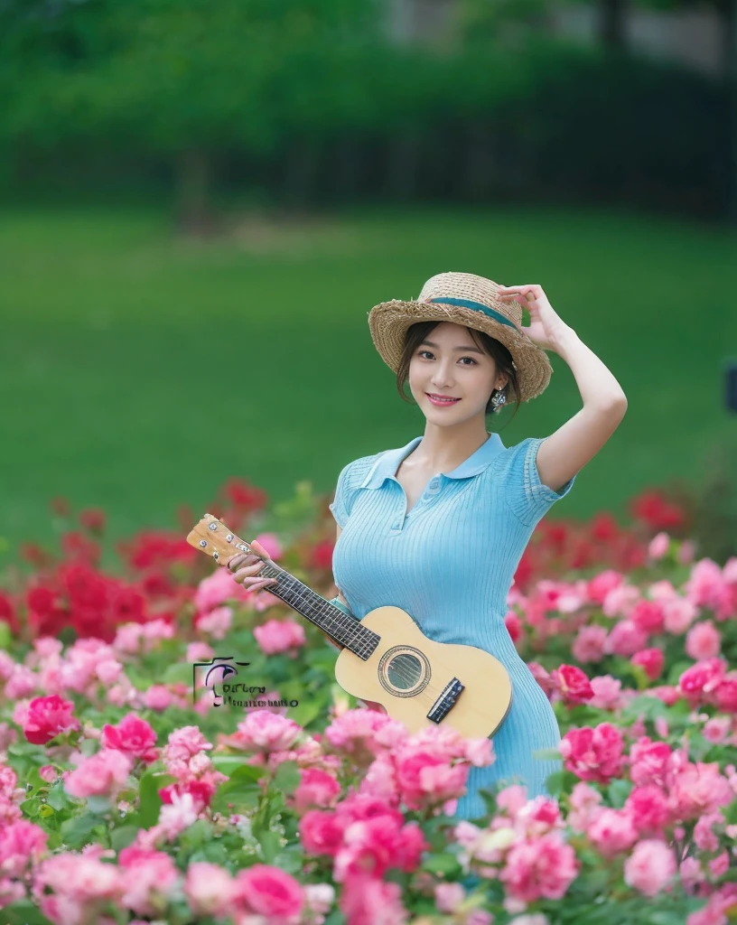 (On a table, Best quality, realistically, ultra - detailed, meticuloso, A high resolution, 8k wallpaper), Close-up portrait of a beautiful woman, Chariada, Smiling, light brown messy hair, Perfect dynamic composition, 美丽meticuloso的眼睛, Just like the cover of a fashion magazine, On campus