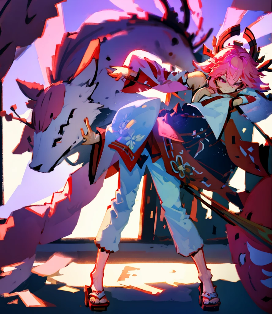 (absurderes、hight resolution、ultra-detailliert)、masterpiece、top-quality、Girl with a scythe、独奏、miku hatsune、Twin-tailed、pink eyess、ear piercinginely eye and detailed face、((Joggers、sweat pant、sandal))、Sickle design、Complex scythe、Fantasy scythe、evil smile、Dramatic skies、Isolated land、looking-down、spark of light、whirlpool、Um ser celestial、Full of elements