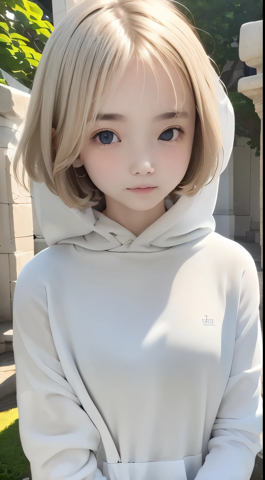 Winters、Rime、a white world、one girls、parfect anatomy、Correct human body、Layered Haircut、short wavy hair、Woman with cute face、Perfect good looks、Natural color poncho style hoodie、Silence、white walls、rhyme、a white world、Simplified background、natural soft light、raw、Photorealsitic、top-quality、Real Stick、hiquality、high-level image quality、Random Poses