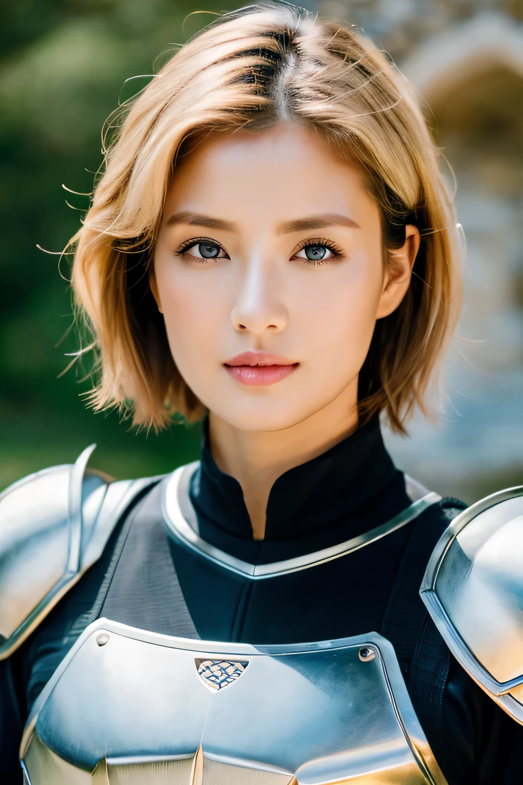 (top-quality,8K,masterpiece),
Shot from the waist up,
Niō Standing,has a fine sword,Luxurious decoration,
Very beautiful Caucasian woman,Very beautiful face,face perfect,A detailed face,30-years old,(A detailed eye,Detailed lips,lipgloss),
so short hair,a pixie cut_boyish,a blond,
全身Wearing armor( (armor:1.2),とても精密なarmor,
Old castle,