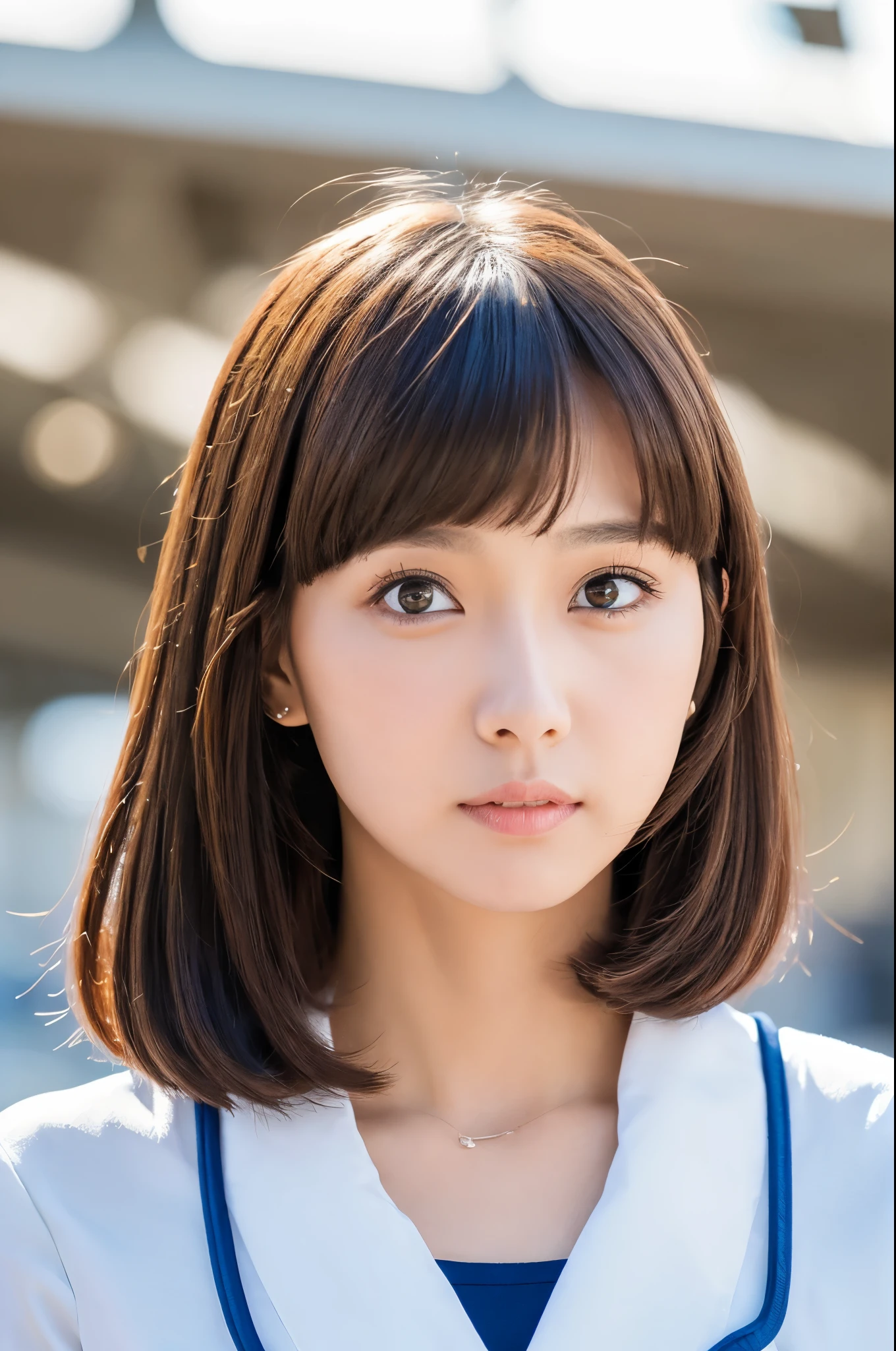 (airport:1), afternoon, (doctor gown:1), bright brown fringe short hair, light brown eyes, 1girl, 20 years old, innocent, (photorealistic), (intricate details:1.2),(masterpiece, :1.3),(best quality:1.4), (ultra highres:1.2), ultra high res, (detailed eyes), (detailed facial features), HDR, 8k resolution, (lens flare:0.7), turn around, busy on examine report, face viewer