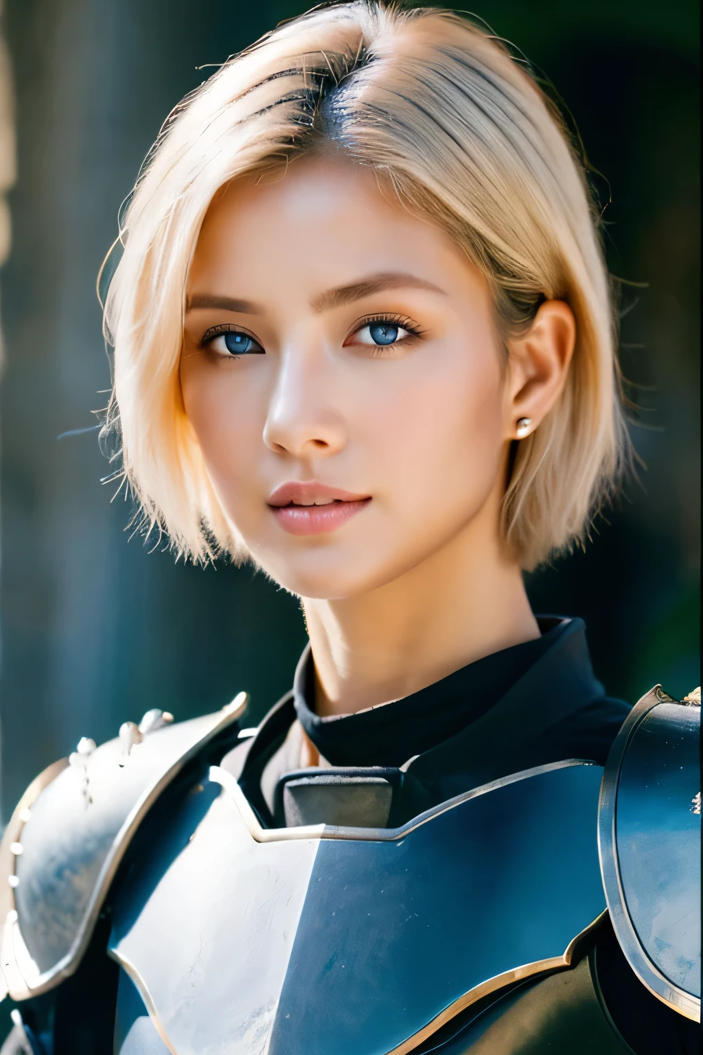 (top-quality,8K,masterpiece),
Shot from the waist up,
Niō Standing,has a fine sword,Luxurious decoration,
Very beautiful Caucasian woman,Very beautiful face,face perfect,A detailed face,30-years old,(A detailed eye,Detailed lips,lipgloss),
Very white skin,Blue eyes,
so short hair,a pixie cut_boyish,a blond,
全身Wearing armor( (armor:1.2),とても精密なarmor,
Old castle,