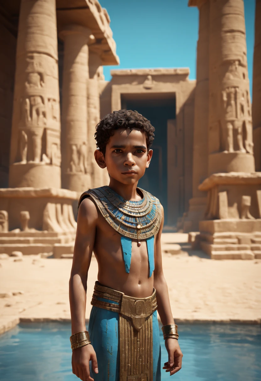 /imagine prompt:boy,Enchanting,Ancient Egypt,Dripping Paint,DSLR,Game engine renderinotion blur,items,azure colors,Meatcore,infrared lighting,Hyperrealistic textures,international details,architectural visualization,Corona render,8k