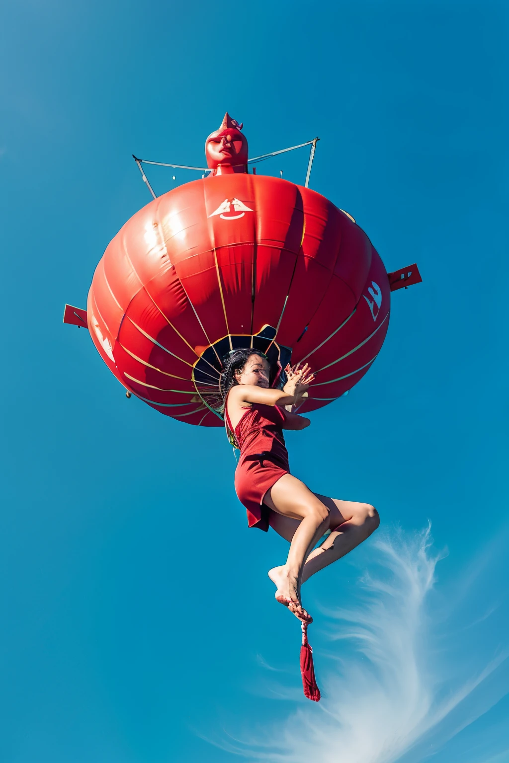 8K full body portrait of young girl、ultra wide lens、skydiving、Falling、Flying、In the sky、Skywalk、Strong wind is blowing、Strangeware、Translucent jacket、There is a red heart-shaped body paint、G-String Panties、Thin cloth、semi transparent、Nipple Top、Camel toe、Photorealsitic:1.37、wetted skin:1.2、NSFWSTILLSHOW、