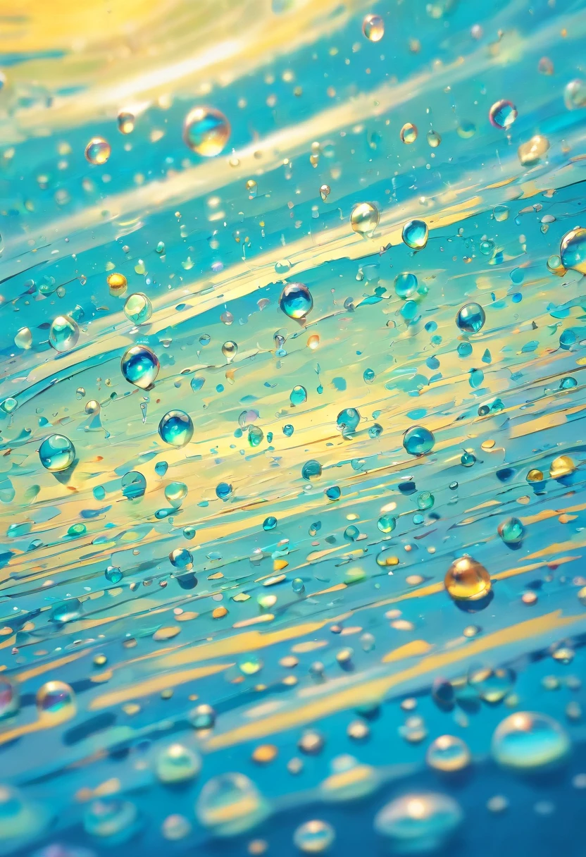 an abstract shot of water droplets on a vibrating surface, with multiple droplets creating unique and unpredictable patterns, showcasing the chaos and beauty that arises from the influence of vibration on water