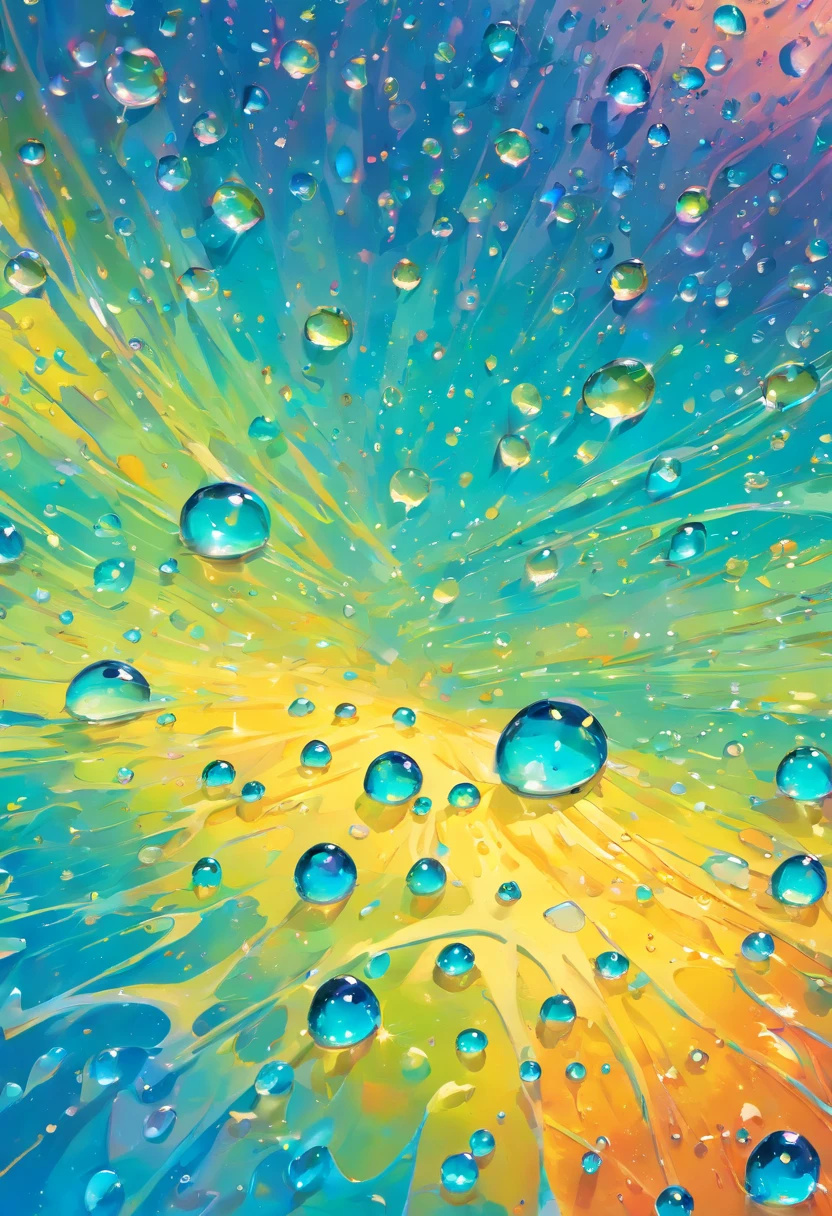 an abstract shot of water droplets on a vibrating surface, with multiple droplets creating unique and unpredictable patterns, showcasing the chaos and beauty that arises from the influence of vibration on water