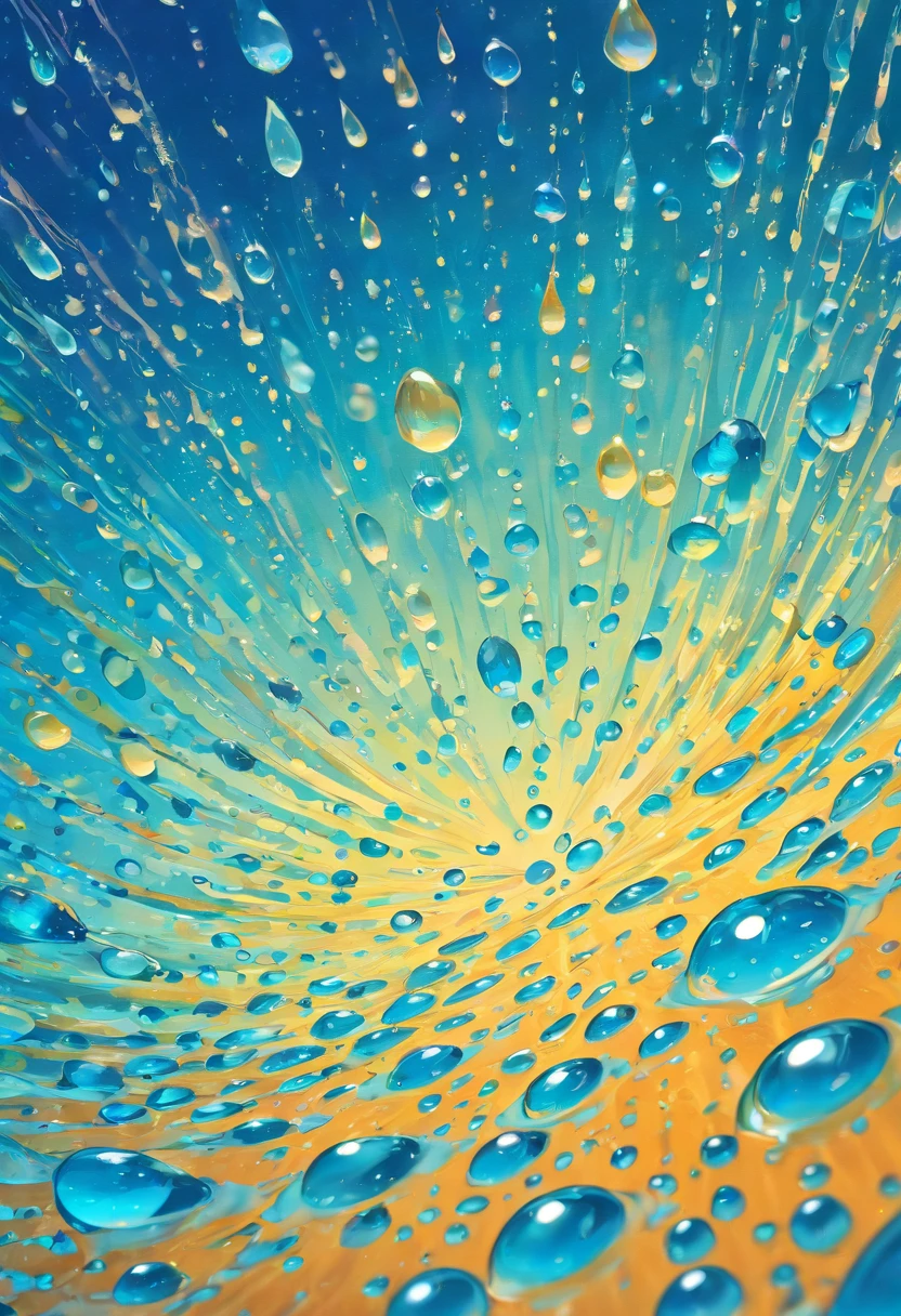 an abstract shot of water droplets on a vibrating surface, with multiple droplets creating unique and unpredictable patterns, showcasing the chaos and beauty that arises from the influence of vibration on water