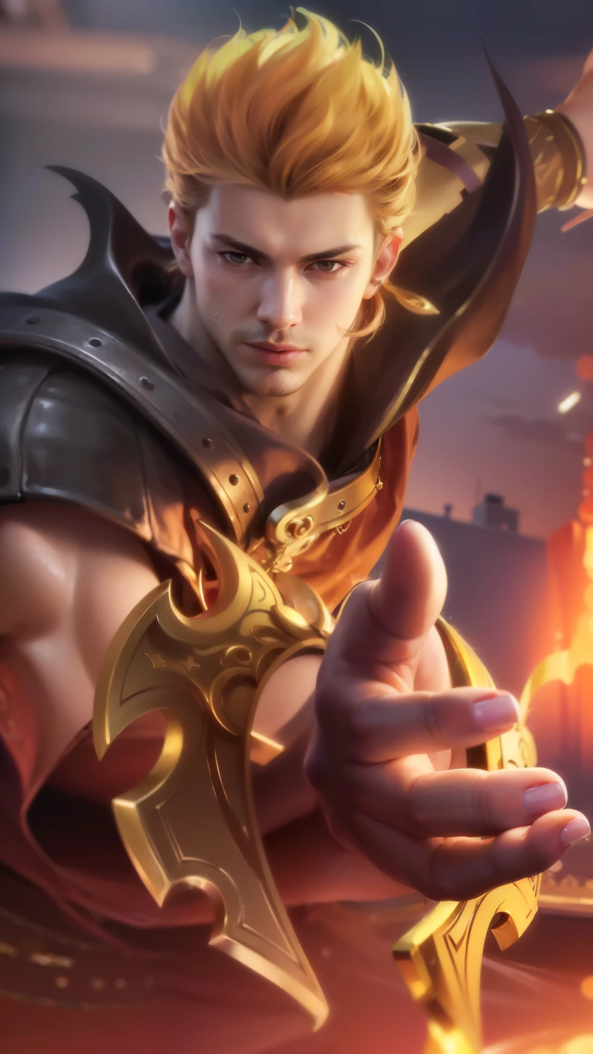 masculine male, masterpiece, ((perfect eyeest quality, (semirealism:1.9), beautiful lighting, (extremely detailed CG unity 4k fhd wallpaper), High Detail, Sharp focus, dramatic outdoors, 1 boy ,19 years old, brown hair, light purpel eyes.