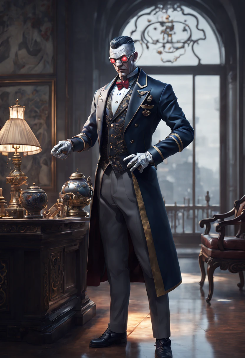 cyborg butler, by Song Huizong Zhao Ji, enhance, intricate, (best quality, masterpiece, Representative work, official art, Professional, unity 8k wallpaper:1.3)