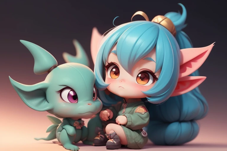 little dragon baby next to、cute 3d render、portrait anime space cadet girl、render of a cute 3d anime girl、cute detailed digital art、girl explorer mini cute girl、Stylizing 3D Rendering、3D rendered character art 8k、cute digital painting、anime style 3D、super detailed render