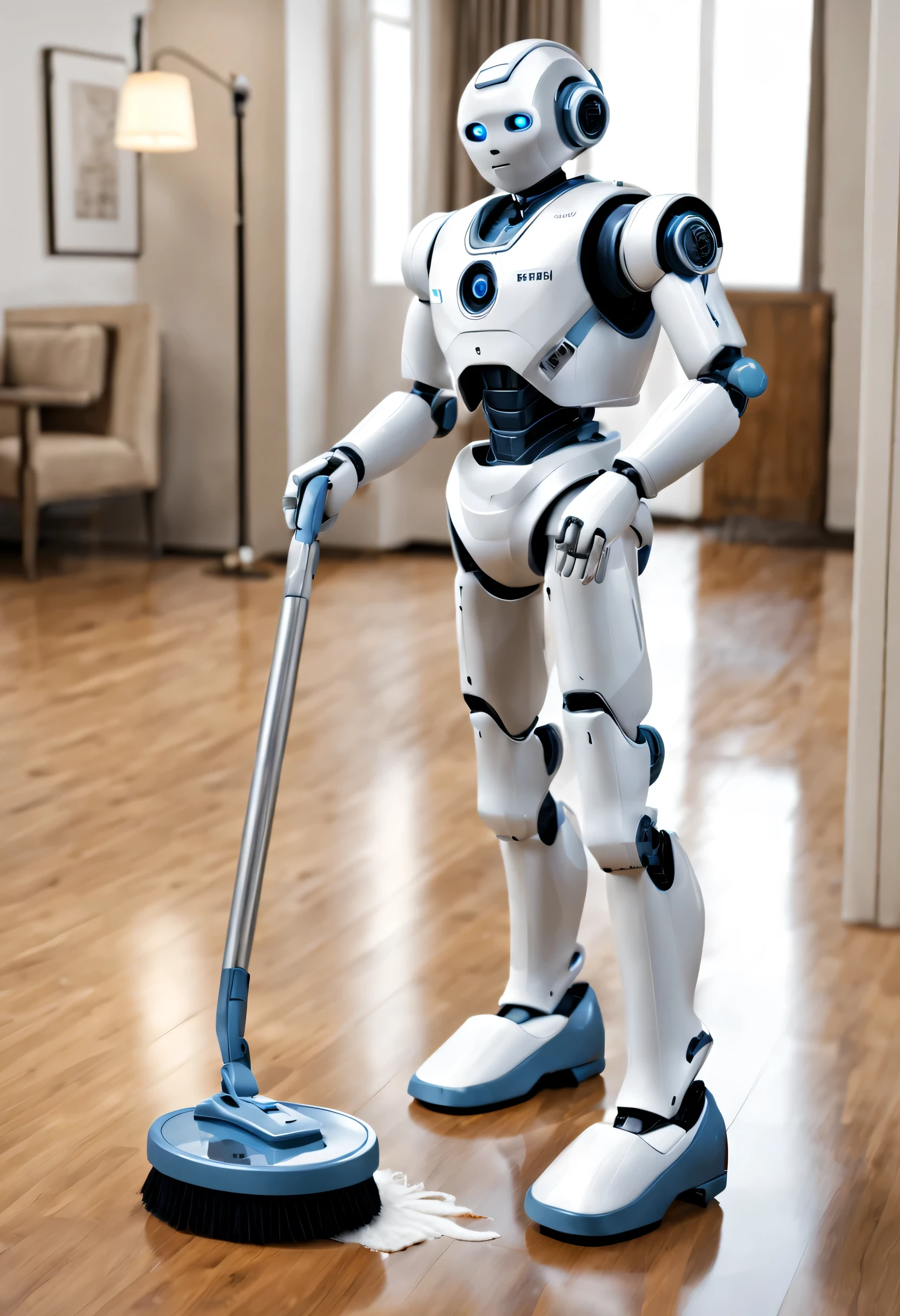 (The robot butler is mopping the floor)