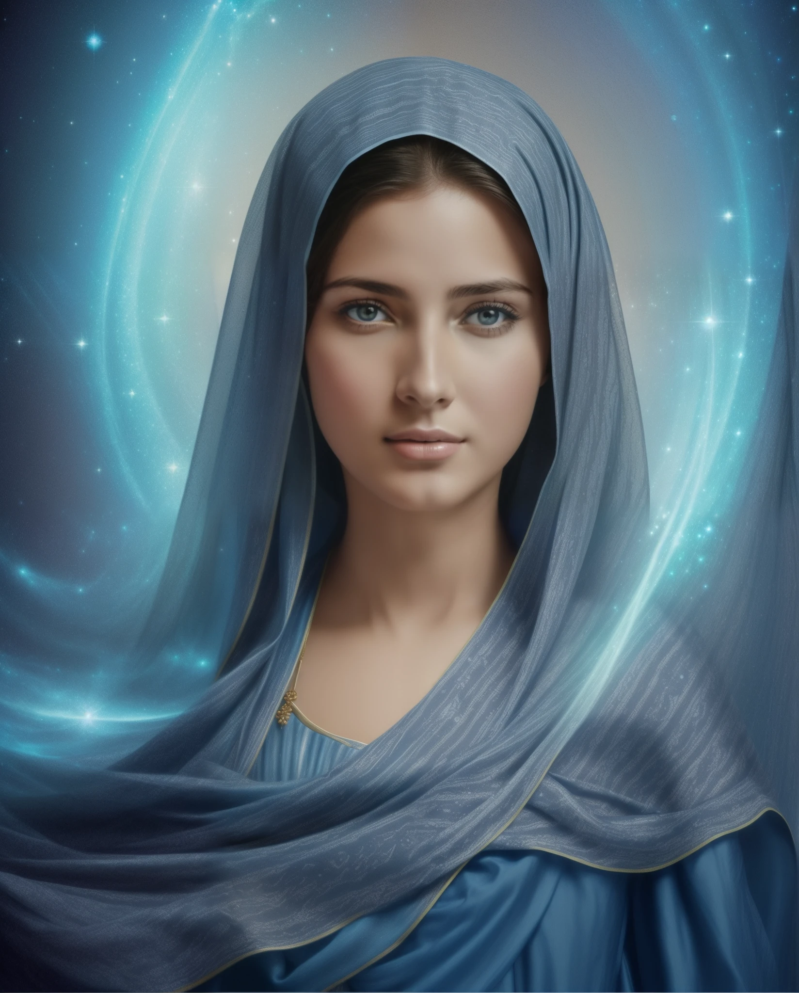 ((Blessed Virgin Mary. 19 anos))) ((( With a serious and pious face. Com um olhar doce e terno))) (obra prima, qualidade superior, melhor qualidade, Arte Oficial, Beautiful and Aesthetic: 1.2), (1girl), extremamente detalhado, (Arte Fractal: 1.3), Colouring, mais alto detalhado, rosto perfeito, parte superior do corpo, HDR, (Rezando: 1.3), (linhas douradas de pelagem branca: 1.2), galaxy, (listras leves), visuais atraentes, (dynamic stripes, Trilhas luminosas: 1.2), Cores vibrantes,