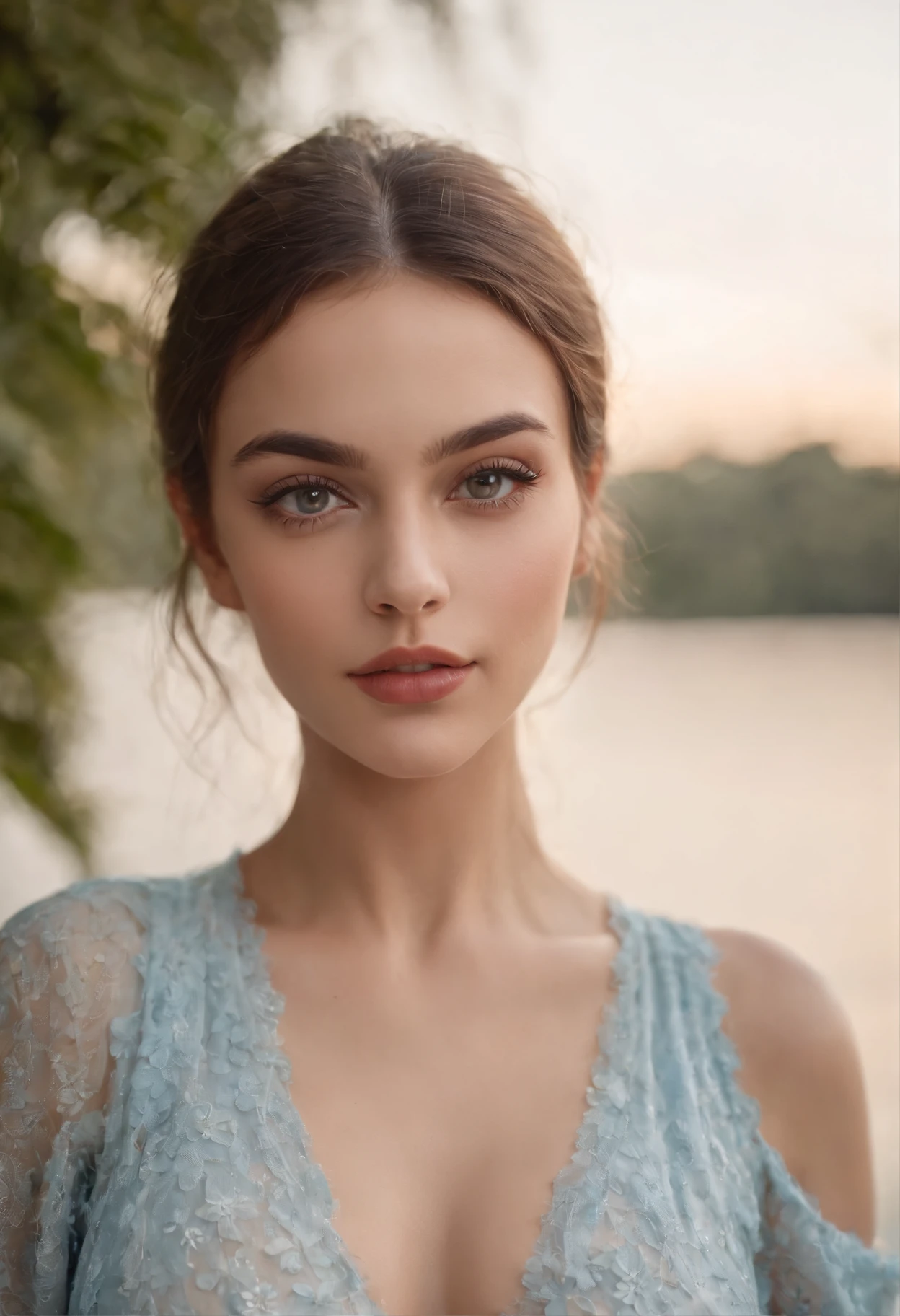 mulher arafed totalmente , com olhos castanhos, ultra realistic, meticulosamente detalhado, Retrato Sophie Mudd, cabelos castanhos e olhos grandes, selfie de uma jovem mulher, Olhos do quarto, Violeta Myers, sem maquiagem, maquiagem natural, Looking directly at the camera, Rosto com ArtGram, maquiagem sutil, Deslumbrante corpo inteiro, Dancing at the Club, medium to large bust