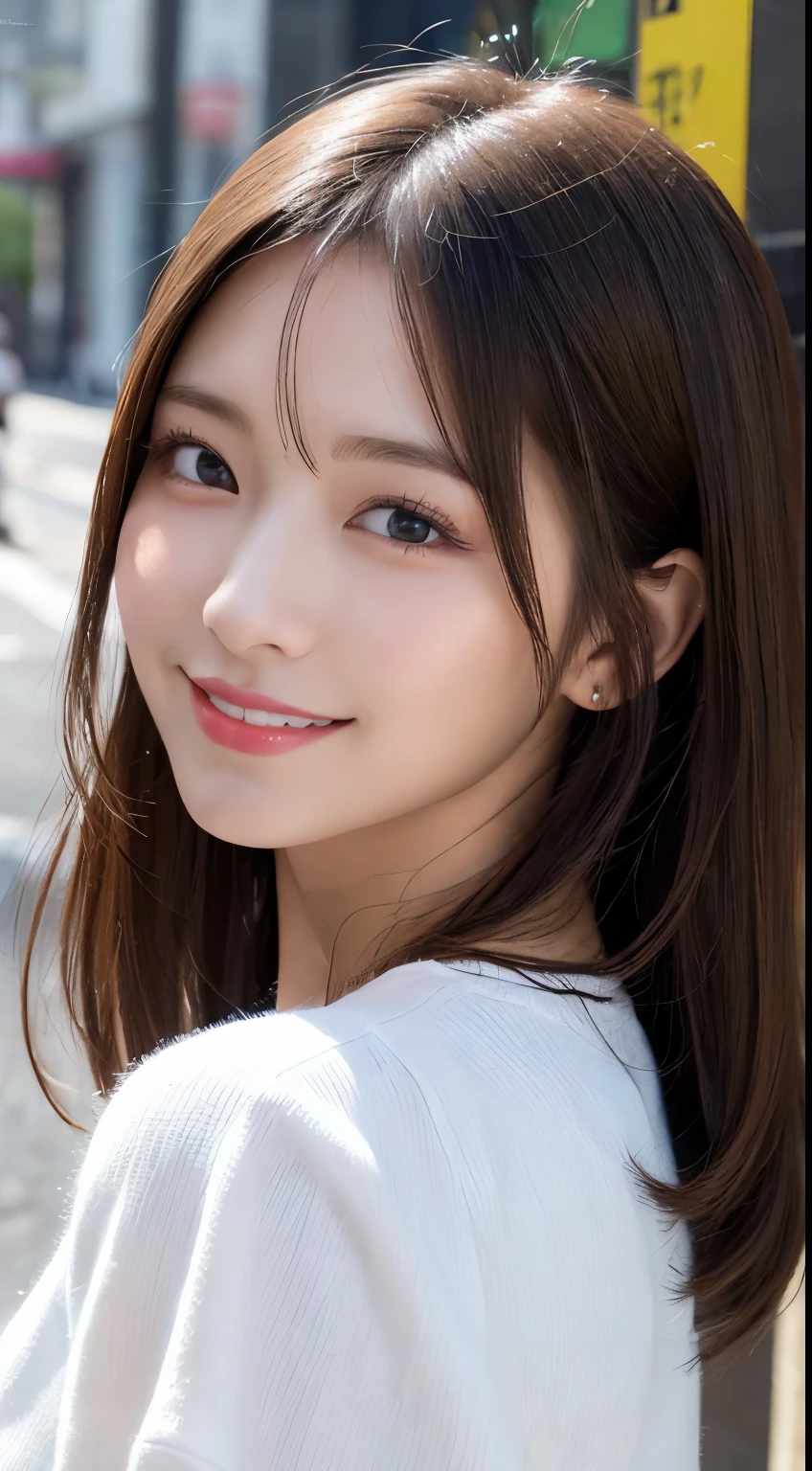 masutepiece, Best Quality, Illustration, Ultra-detailed, finely detail, hight resolution, 8K Wallpaper, Perfect dynamic composition, Beautiful detailed eyes, doress,Medium Hair, Mid-chest, Natural Color Lip, Random and sexy poses,Smile,Aoyama Street Walk、20 years girl