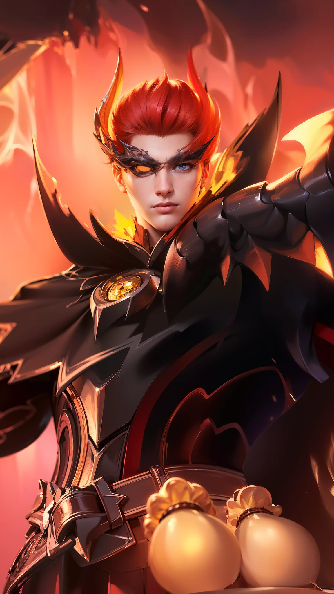 masculine male, masterpiece, ((perfect eyeest quality, (semirealism:1.9), beautiful lighting, (extremely detailed CG unity 4k fhd wallpaper), High Detail, Sharp focus, dramatic outdoors, 1 boy ,19 years old, red hair, light purpel eyes.