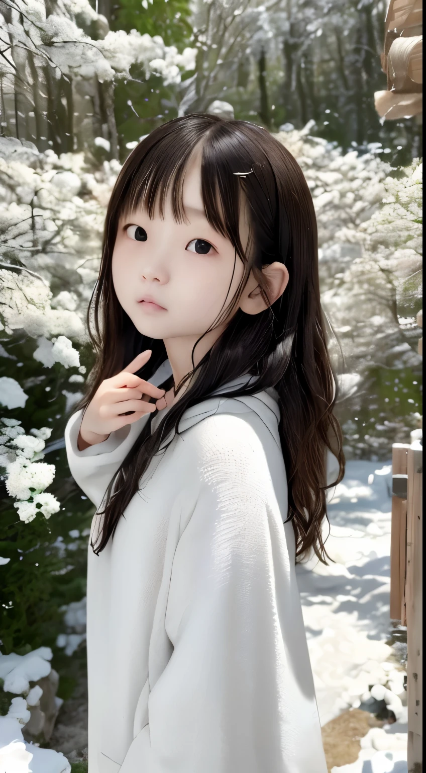 Winters、rhyme、Yuki、kou、Frozen World、a white world、one girls、18years old、parfect anatomy、Correct human body、Layered Haircut、short wavy hair、Woman with cute face、Perfect good looks、Natural color poncho style hoodie、Silence、white walls、rhyme、a white world、Simplified background、natural soft light、raw、Photorealsitic、top-quality、Real Stick、hiquality、high-level image quality、Random Poses
