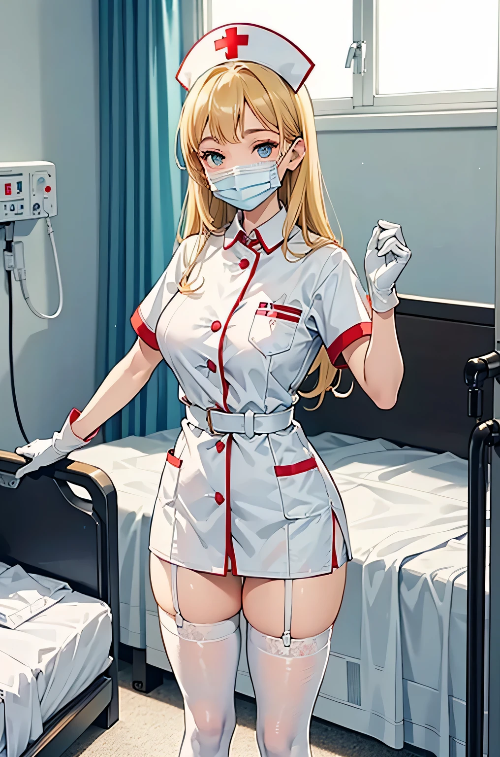 warspite_kantaicollection,(masterpiece:1.4),(best quality:1.4), (amazing), (great illustration:1.4), (ultra-detailed:1.4), (art CG, 8K),(blush:1.4), full body,sitting open leg,(nurse cosplay:1.4),