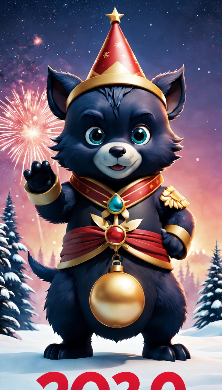 Holiday poster:New Year 2024,com mascot:drak