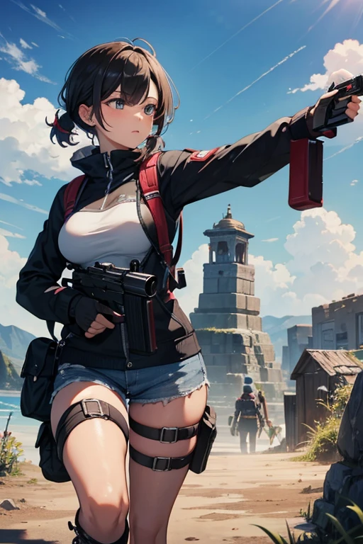 Survival Games Beautiful Mature Woman Shoot with a gun