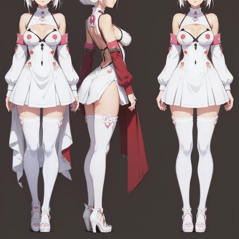 ((masutepiece)),(((Best Quality)),(CharacterDesignSheet, same character, Same outfit, front, side, backboob), illustartion, 1 girl, Regular clothing of the 21st century., ( Background, White Background: 1.3), No much exposed skin