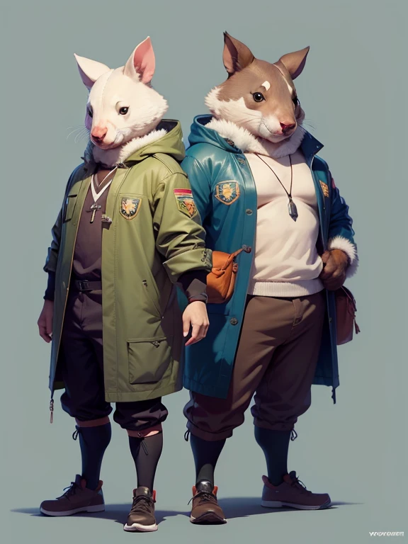 cartoon animal wombat with scout clothes, very stylized character design, stylized character design, game character concept art, wombat, high quality character design, full character concept art, full character design, detailed full body concept art, children's book, simple, concept art style, 8k character concept art, 8 k character concept art