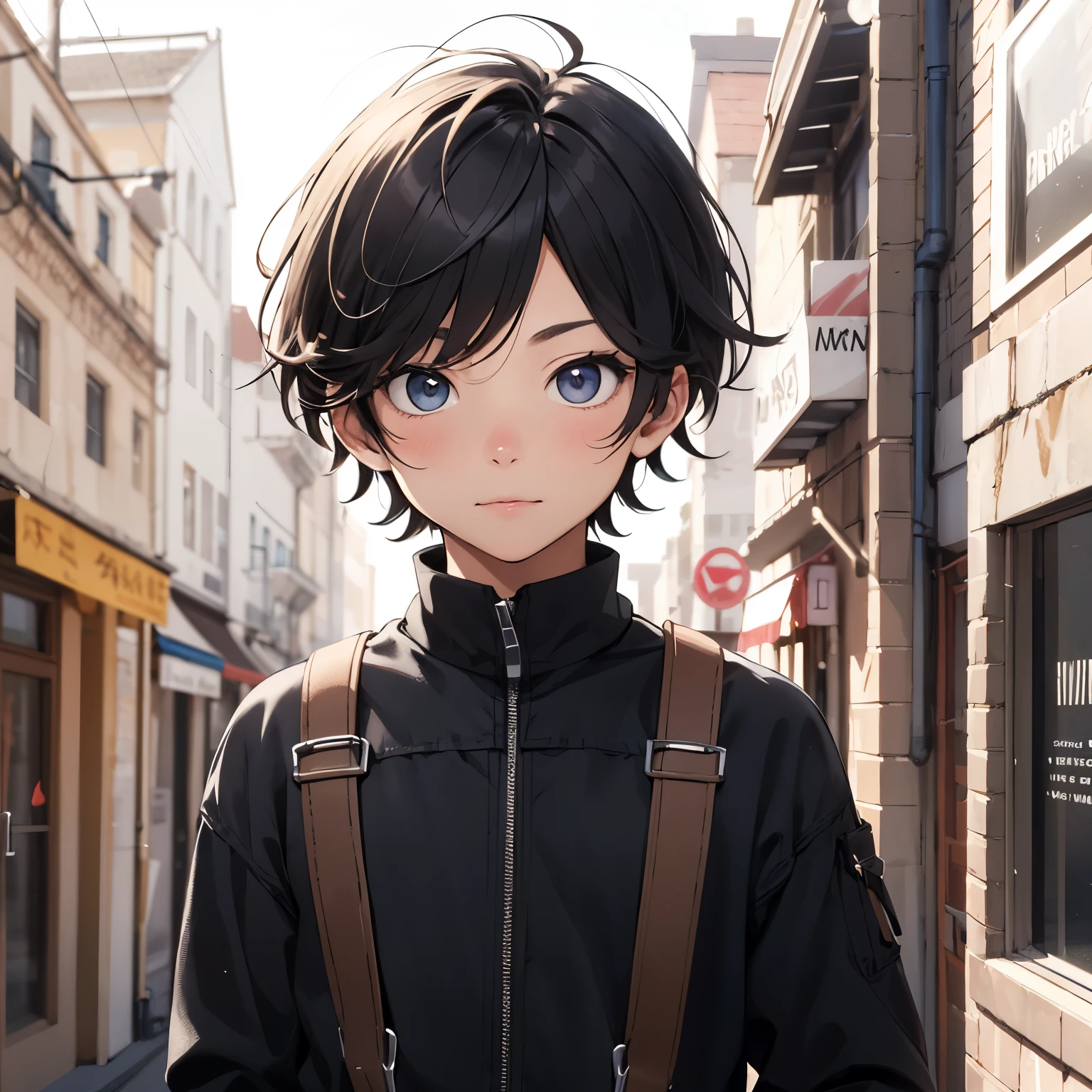 A cute artist boy facing the camera