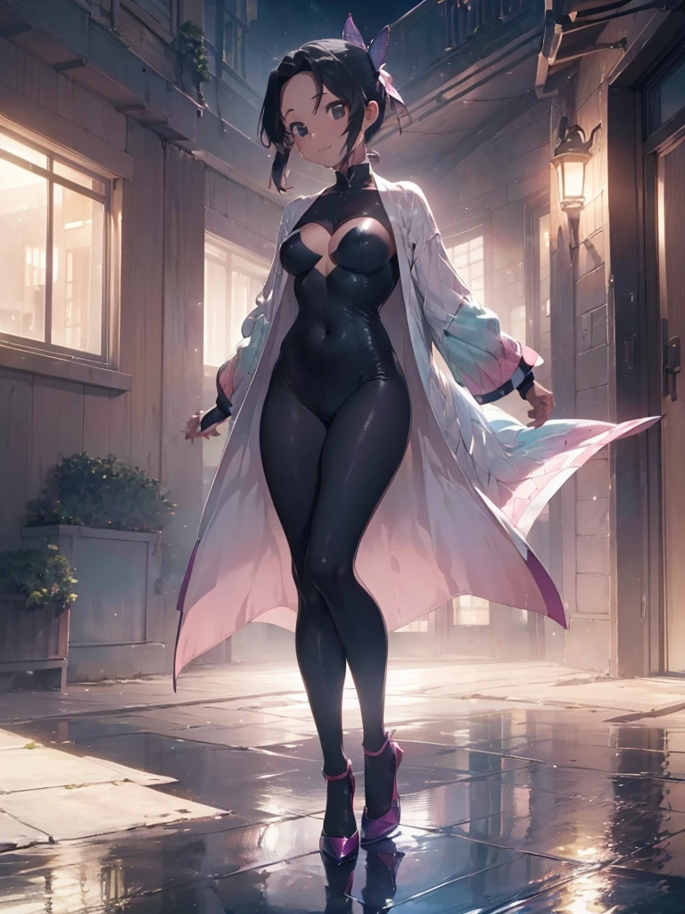 (Full body:1.5),(Looking at Viewer:1.4),(anatomy correct:1.3),(In paradise for the day:1.3),(wearing high heels with pointy toes, and Female super hero Full body Suit:1.3), (sexyposture:1.3),(in pink|amarelo|Blue color|in green|red colored|missing white color|purpleish color|gray age|Skin color 1.4),(Accurate and perfect face:1.4),(Clothing luster:1.25),(Skin reflection:1.25)Shallow laughter,,hyper HD, Ray traching, reflective light,Structurally correct, awardwinning, high detal, lightand shade contrast, Face lighting,cinmatic lighting, tmasterpiece, super detailing, hightquality, high detal, best qualtiy, 16 K,High contrast,