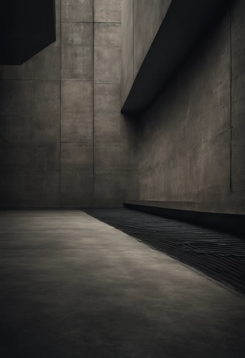 A high-definition image of a concrete wall with large, deep grooves or imprints, creating a bold and dramatic texture that adds depth and visual interest to the space