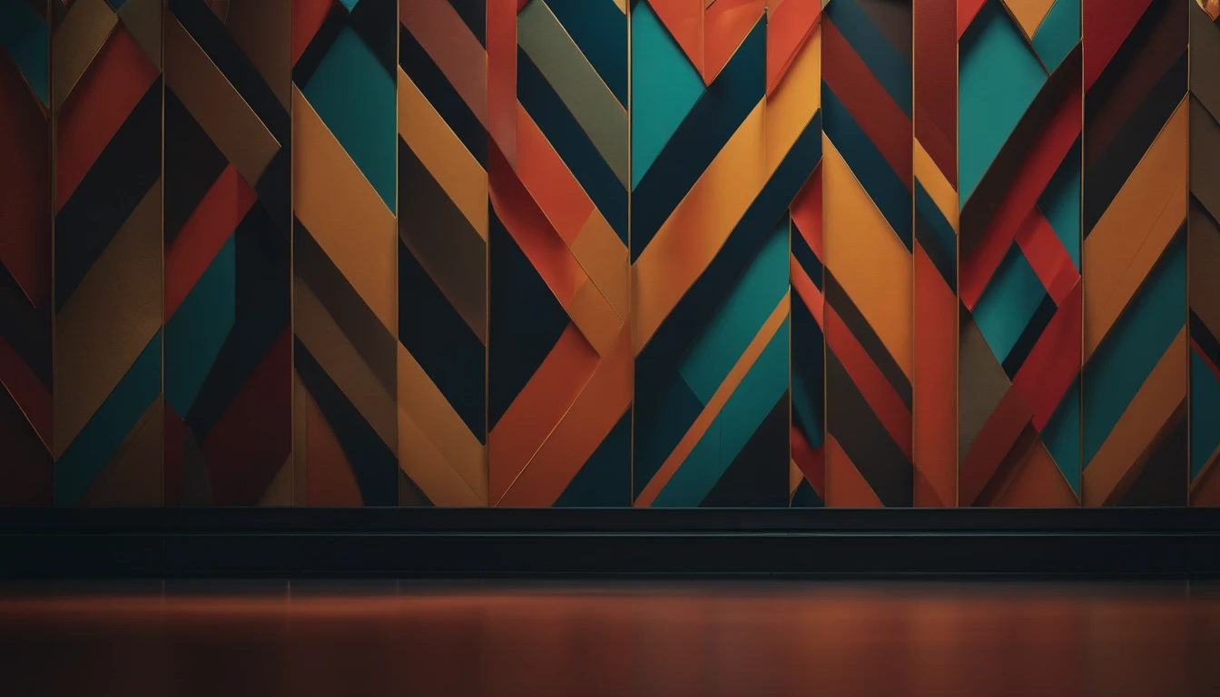 An aesthetic photo of a textured wallpaper with a bold geometric pattern, featuring vibrant colors and intricate details, creating a visually striking and dynamic wall texture