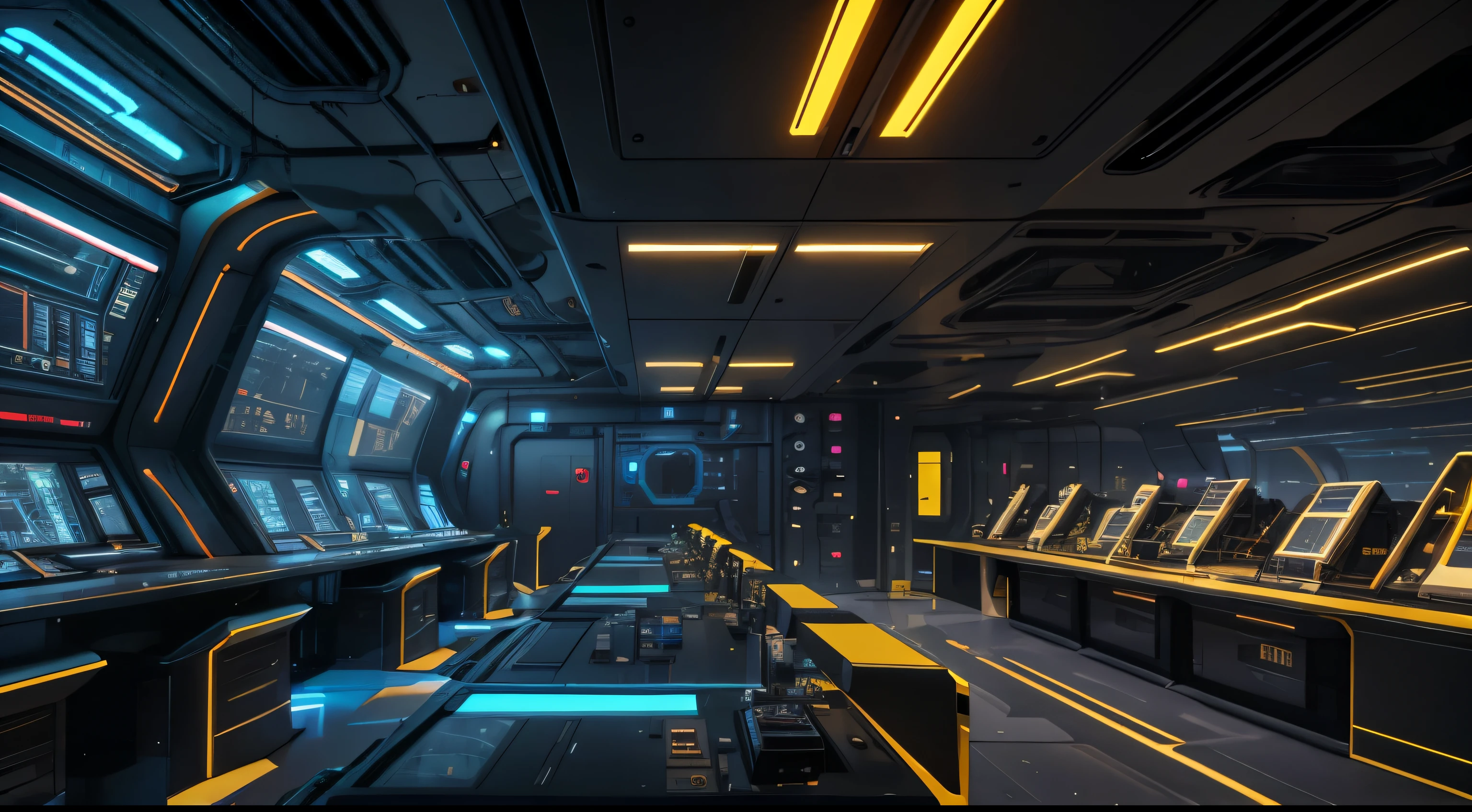 A golden, high-tech futuristic cyberpunk superscientist laboratory