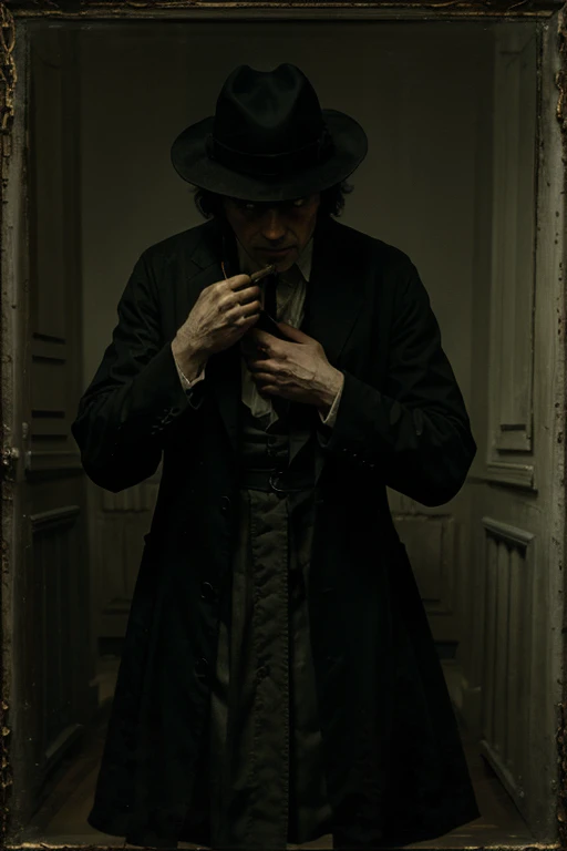The exorcist in Thomas Wilmer Dewing painting style. Horror. serial killers. Dark. drama. eerie
