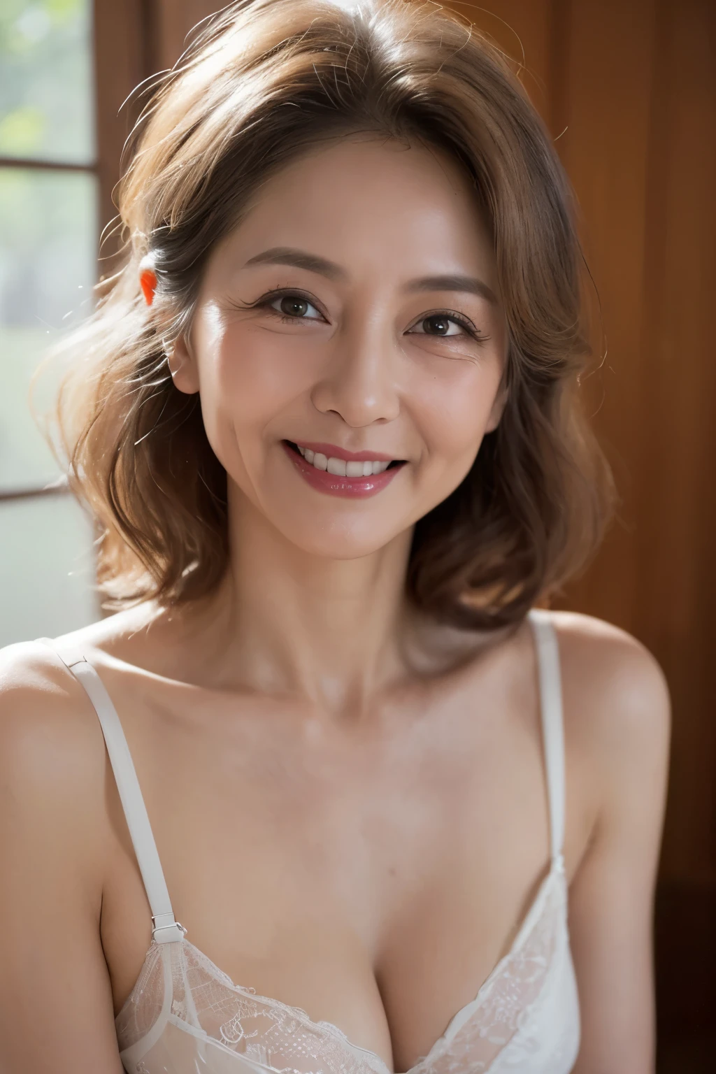 (masterpiece:1.4),top-quality,Female, 58 years old,(Wrinkled face:1.3),(Wrinkled body:1.4),grin,japanese mature,((Scruffy body:1.1)),halter neck bra,panties,