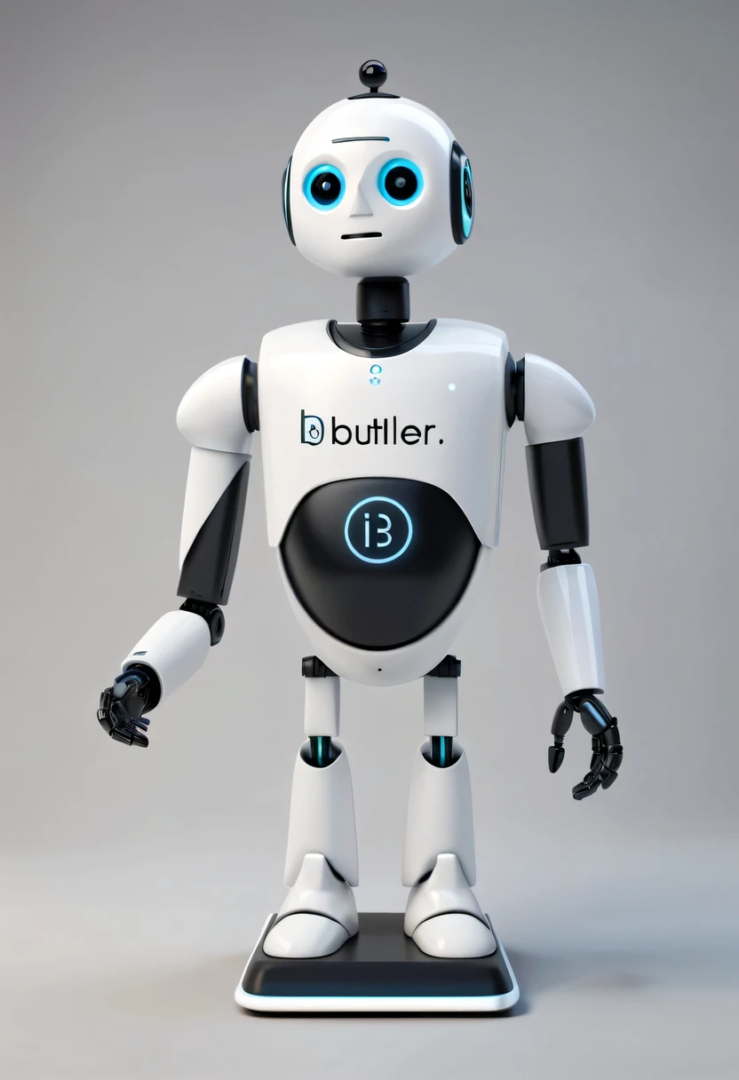 Robot butler with logo "I'M A BOT", hi-tech, servant, android, droid butler, droid butler, Robot Butler
